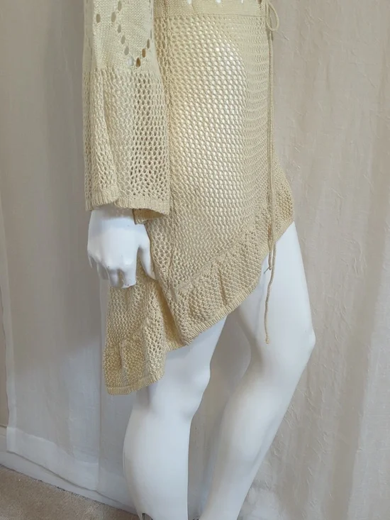 Hi-low Crochet Dress Tan  Medium - Picture 6 of 6